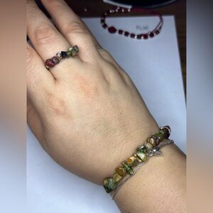 Multicolor Beaded Bracelet and Ring Set